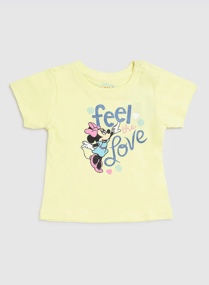 Baby Girls Crew Neck T-Shirt Light Yellow