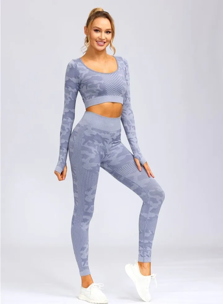 Autumn And Winter New Sports Suit Fitness Trousers Seamless Long-sleeved Yoga Suit Women
