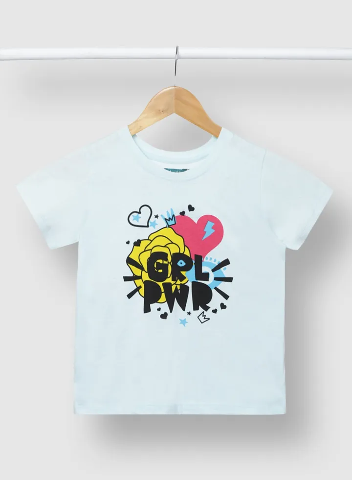 Girls Fashionable Comfortable Stylish T-Shirt Light Blue