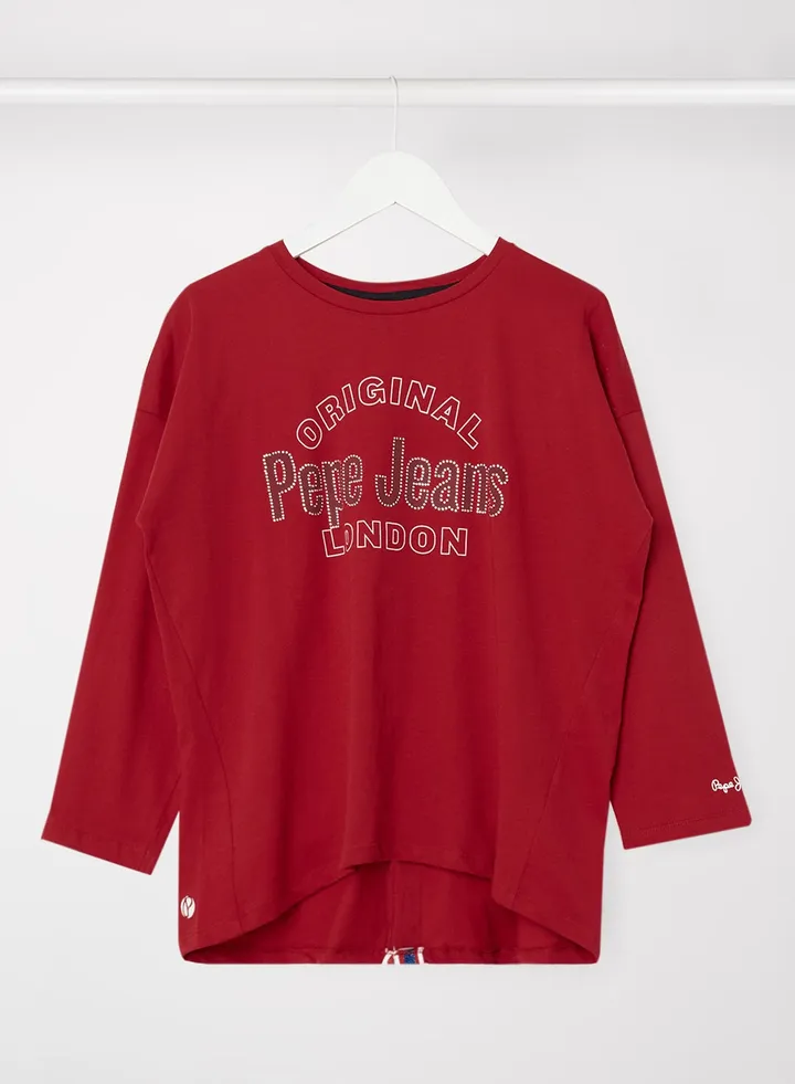 Girls Suzanne Rhinestone Logo T-Shirt Red