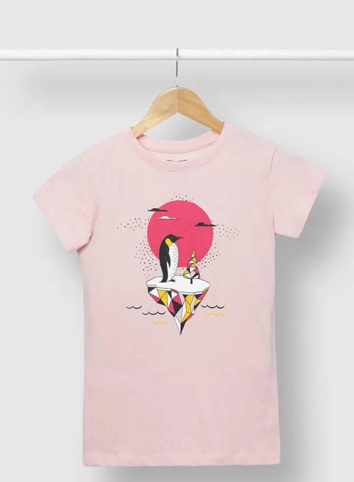 Girls Smart Comfortable Casual Stylish T-Shirt Pink