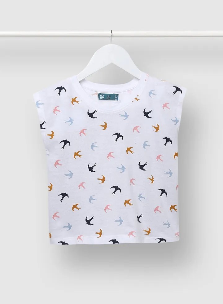 Girls Cool Printed Long lasting T-Shirt White