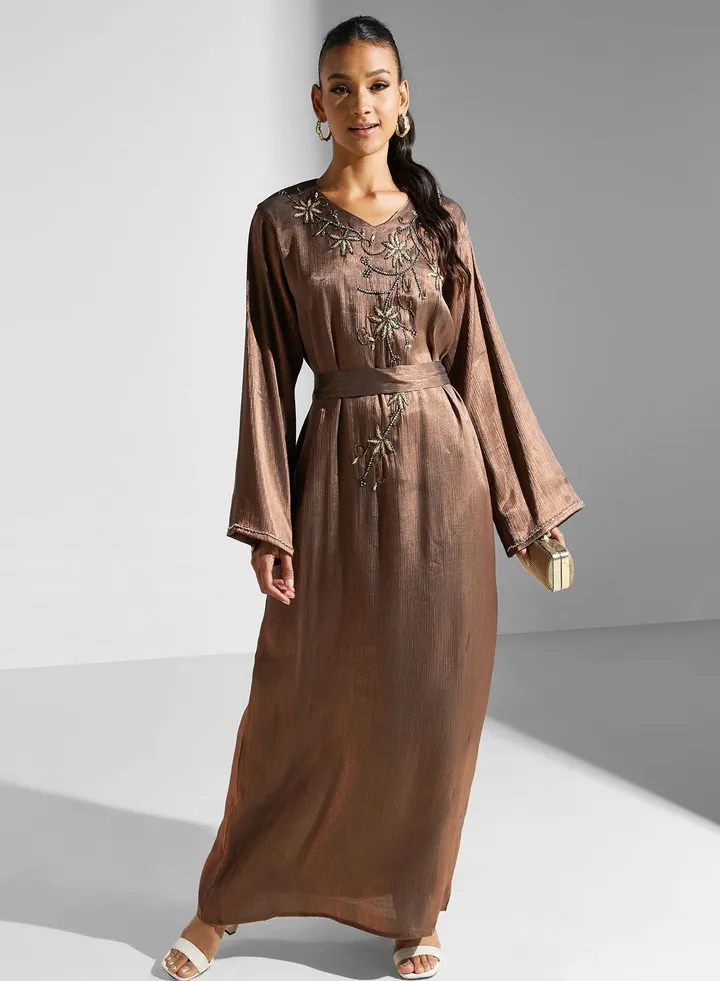 Embellished Belted Jalabiya