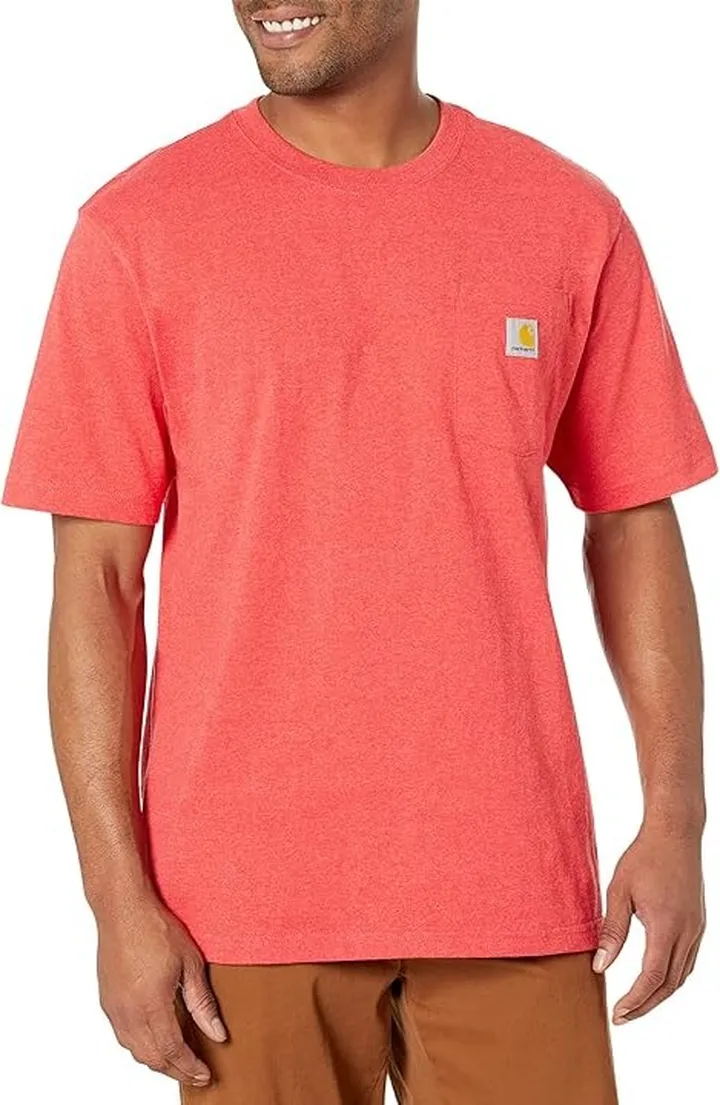Carhartt Loose Fit Heavyweight Short Sleeve Pocket T-Shirt (Fire Red Heather) Men's T Shirt