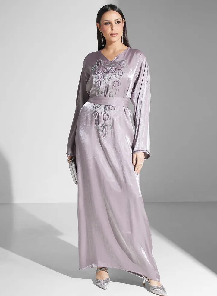 Embellished Belted Jalabiya