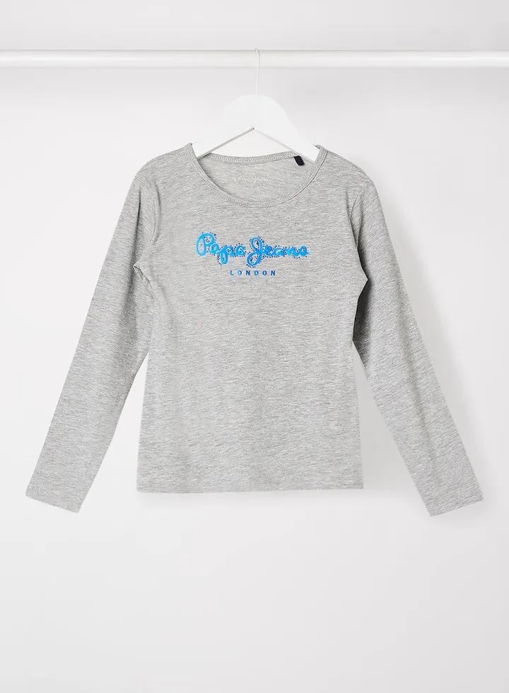 Kids Solenne Shiny Logo T-Shirt Grey