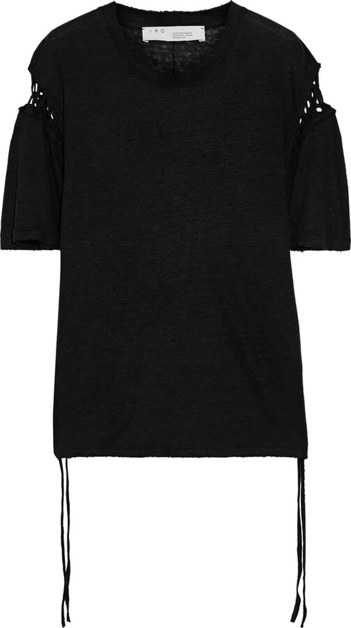 Valiant lace-up distressed slub linen-jersey T-shirt