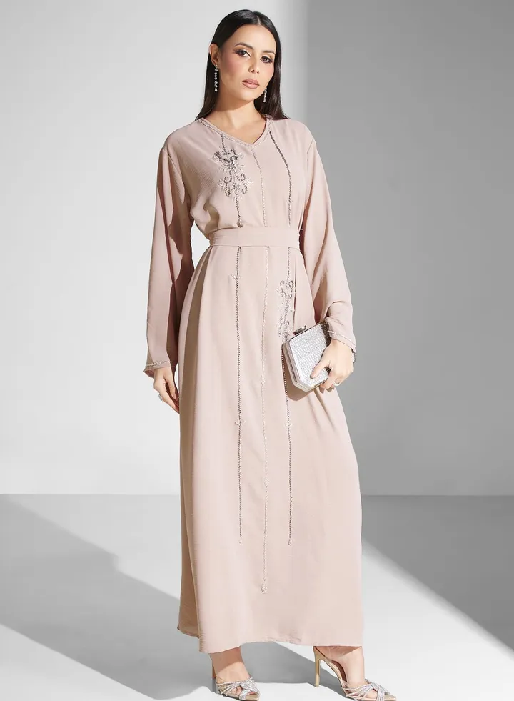 Embellished Belted Jalabiya