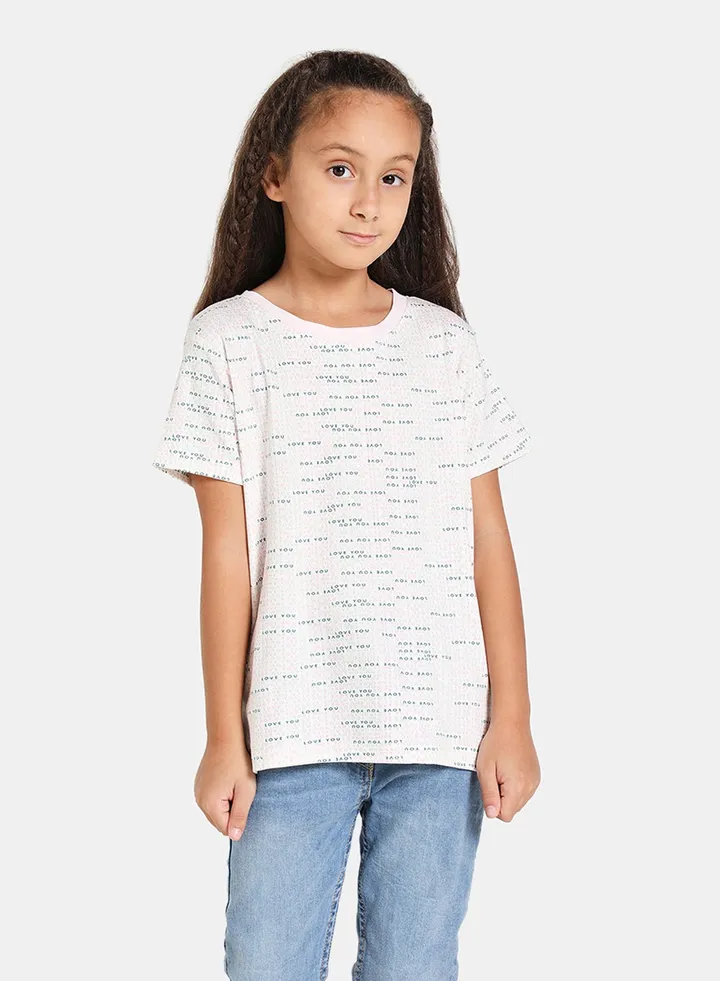 Girls Crew Neck Short Sleeve T-Shirt Multicolour