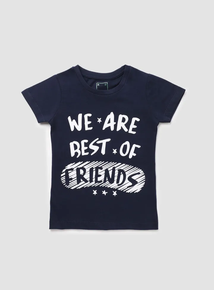 Girls Round Neck Short Sleeve T-Shirt Midnight Blue