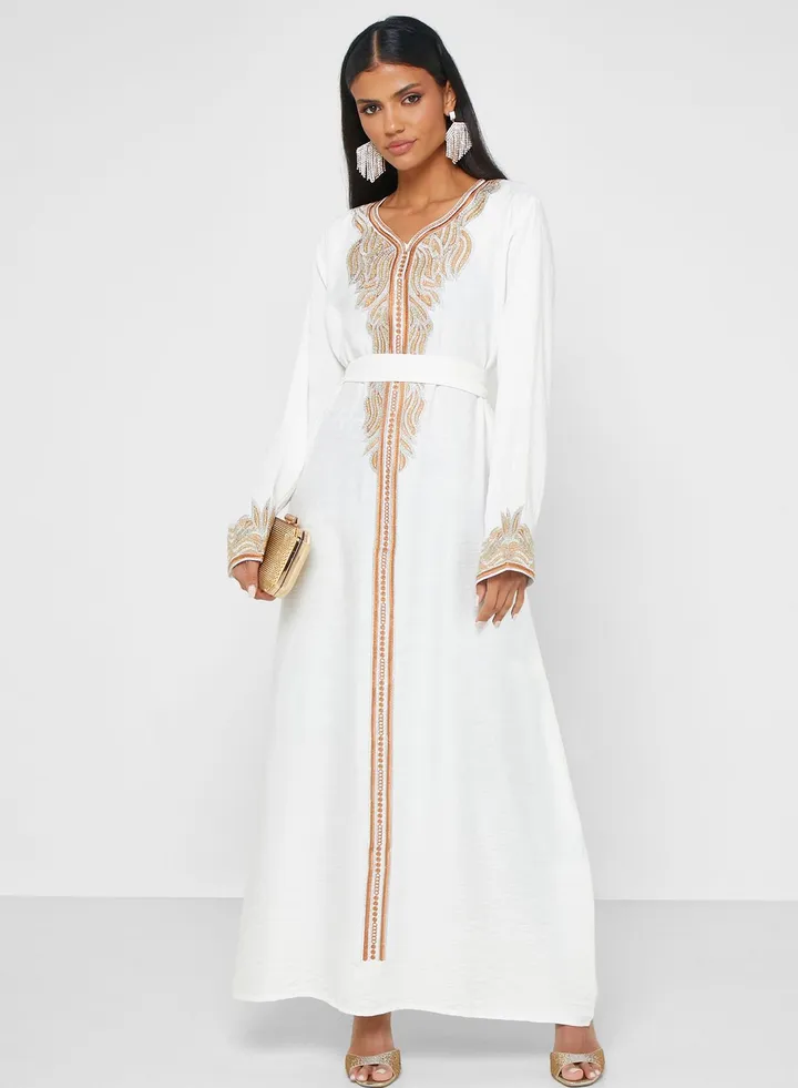 Floral Lace Detail Jalabiya