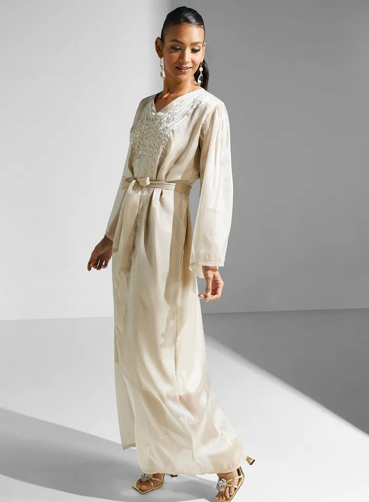 Embellished Belted Jalabiya