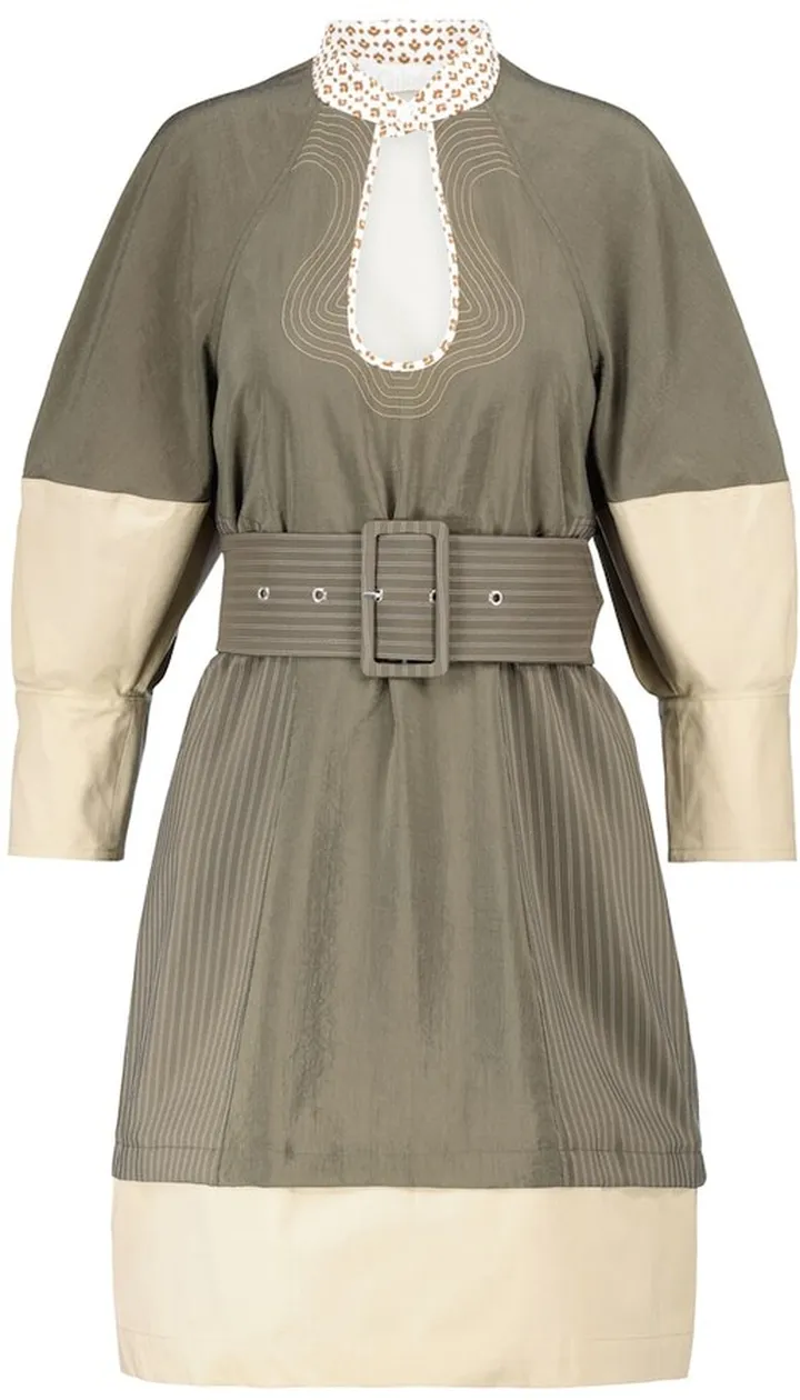 Belted silk-blend poplin minidress