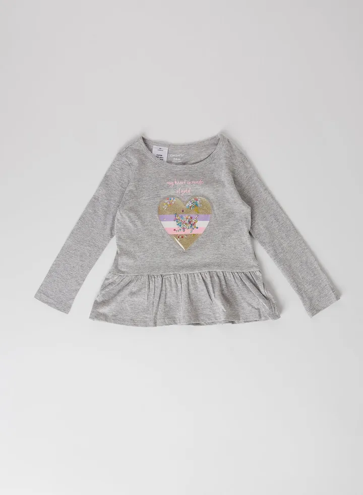 Baby Interactive Heart Top Heather