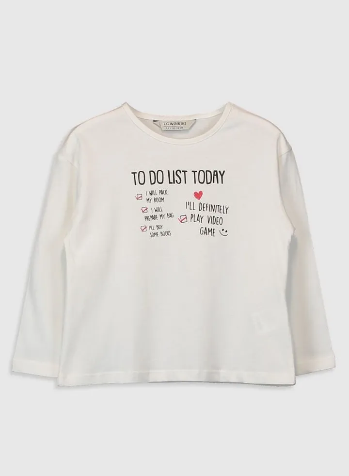 Long Sleeves T-Shirt Ecru/Black/Red