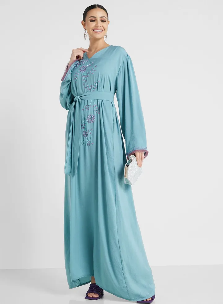 Embellished Belted Jalabiya