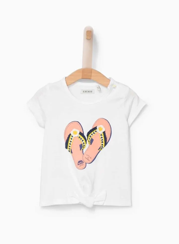 Textured Flip Flop Front T-Shirt White