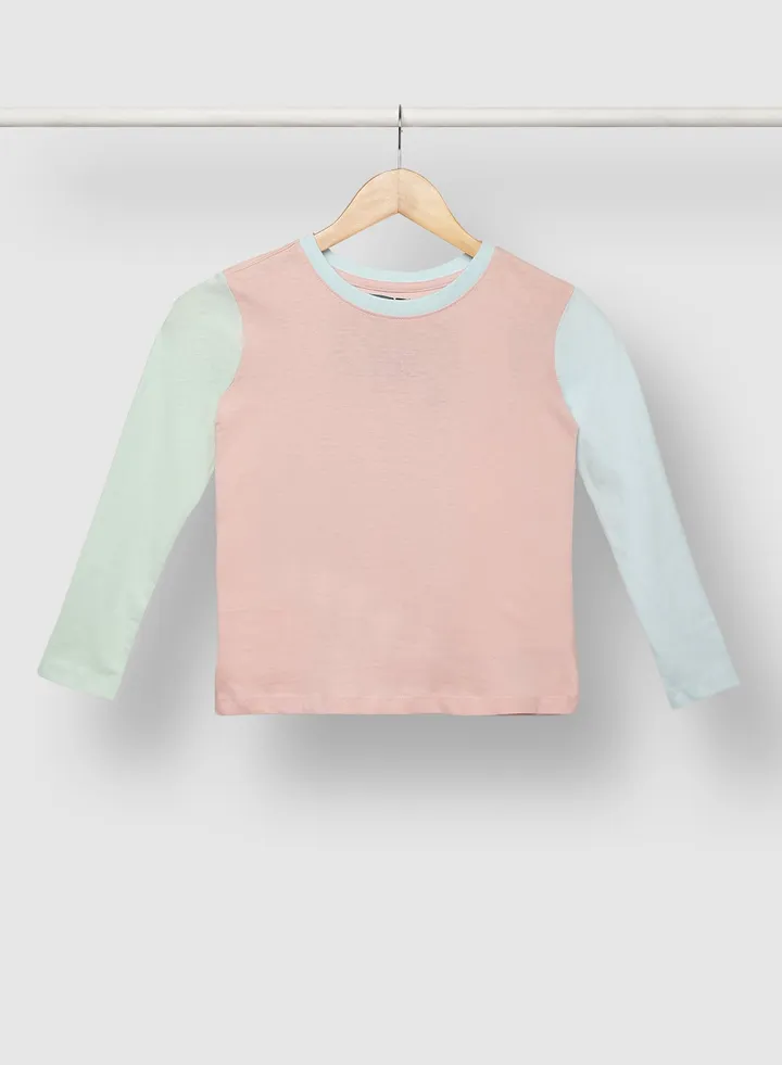 Girls Comfortable Long Sleeve T-Shirt Green/Pink