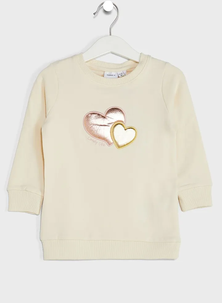 Kids Heart Print Sweatshirt