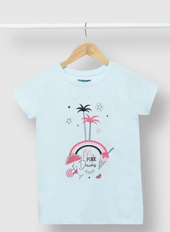 Girls Comfortable Fashionable Stylish T-Shirt Light Blue