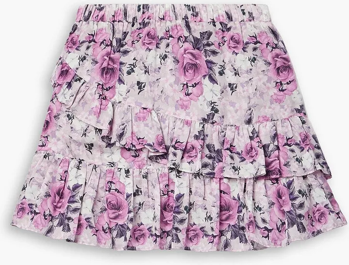 Emma tiered floral-print cotton and silk-blend mini skirt
