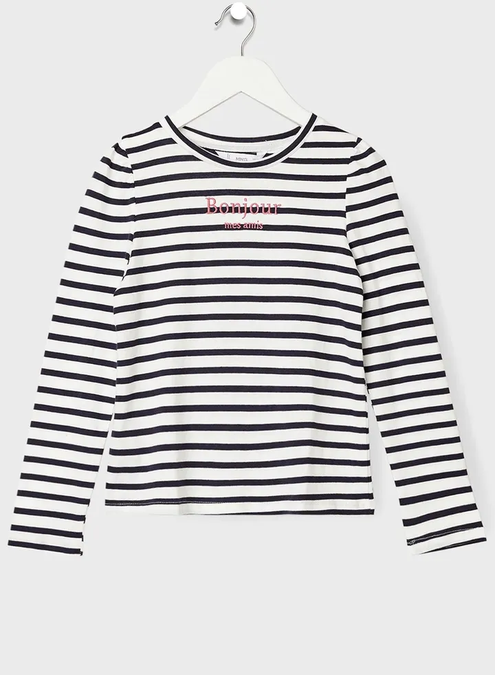Kids Embroidered Slogan T-Shirt