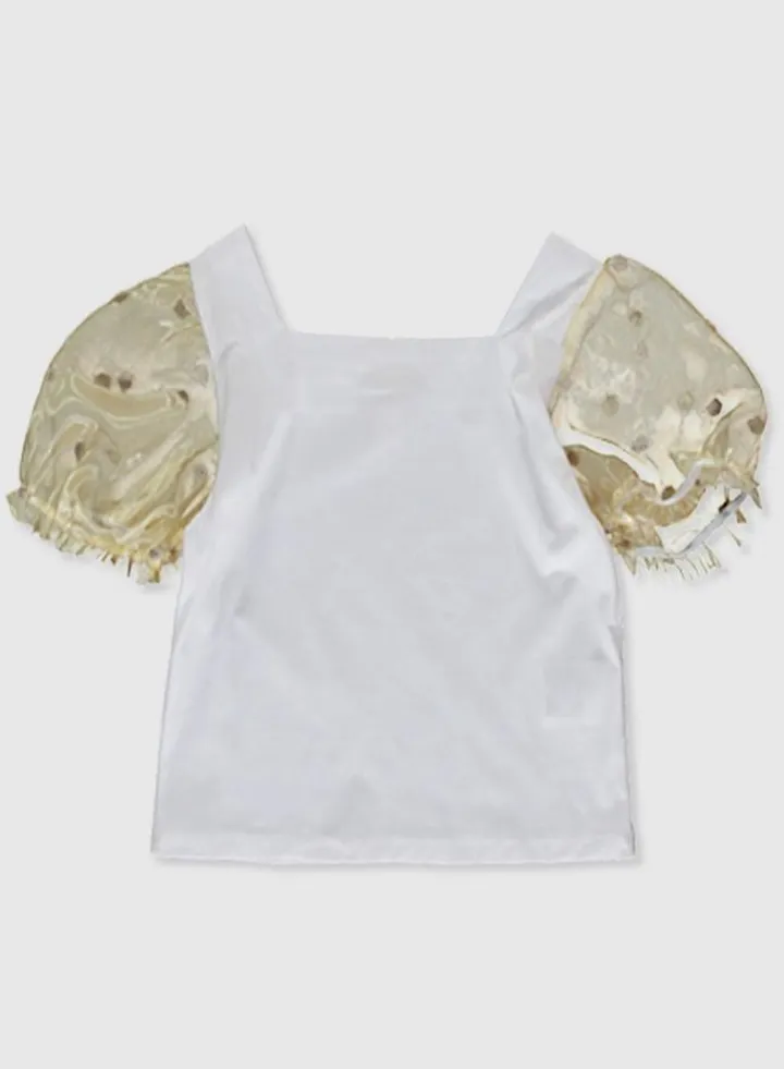 Solid Pattern Cotton Top Ecru/Gold