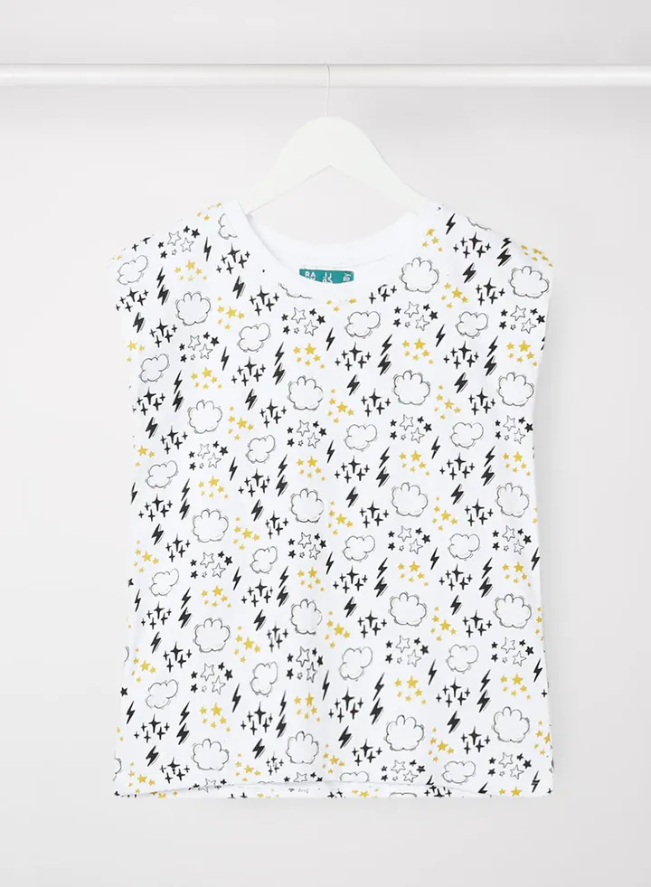 Pure Cotton Girls Long lasting Printed T-Shirt White/ Yellow/ Black