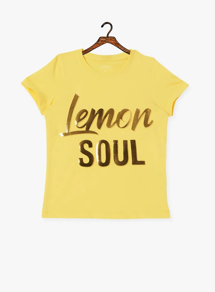 Kids Text T-Shirt Yellow