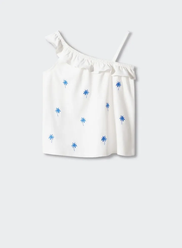Kids Asymmetric Palm Print Top
