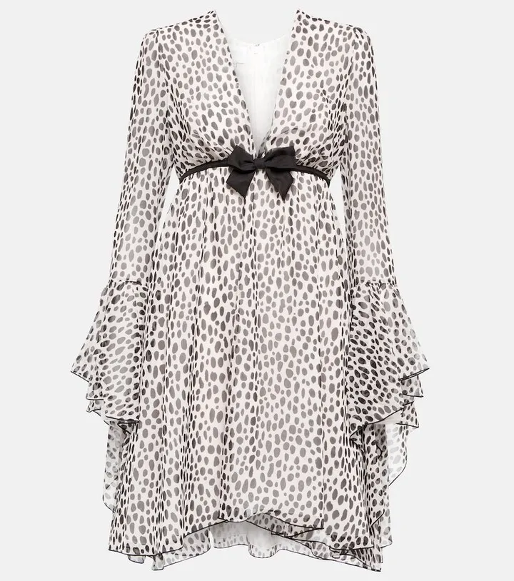 Leopard-print silk minidress