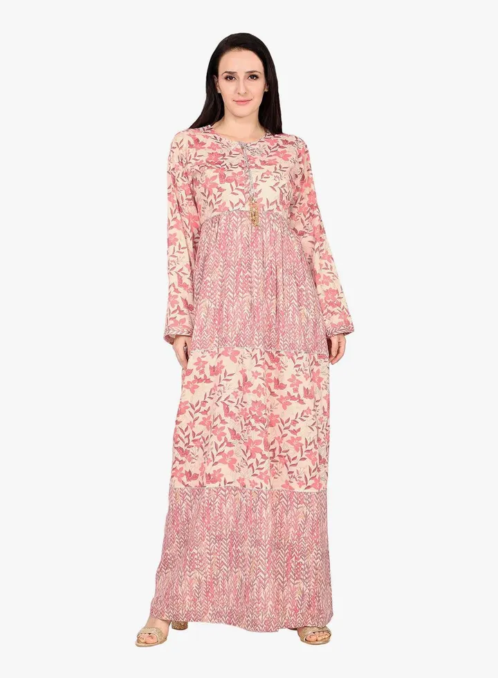 LONG ELEGANT UNIQUE PRINTED CASUAL ARABIC KAFTAN JALABIYA DRESS