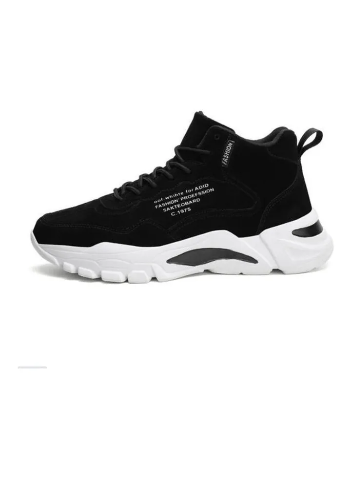 Lace-Up High Top Sneakers Black/White