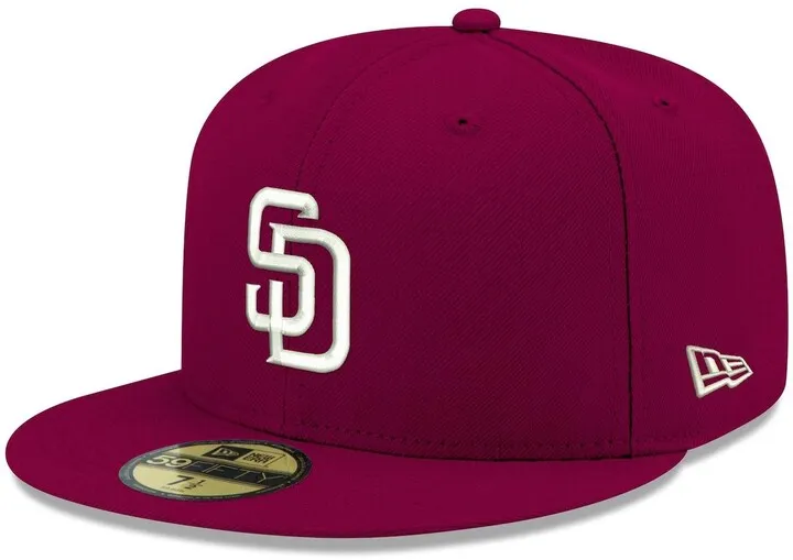 Men's New Era Cardinal San Diego Padres Logo White 59FIFTY Fitted Hat