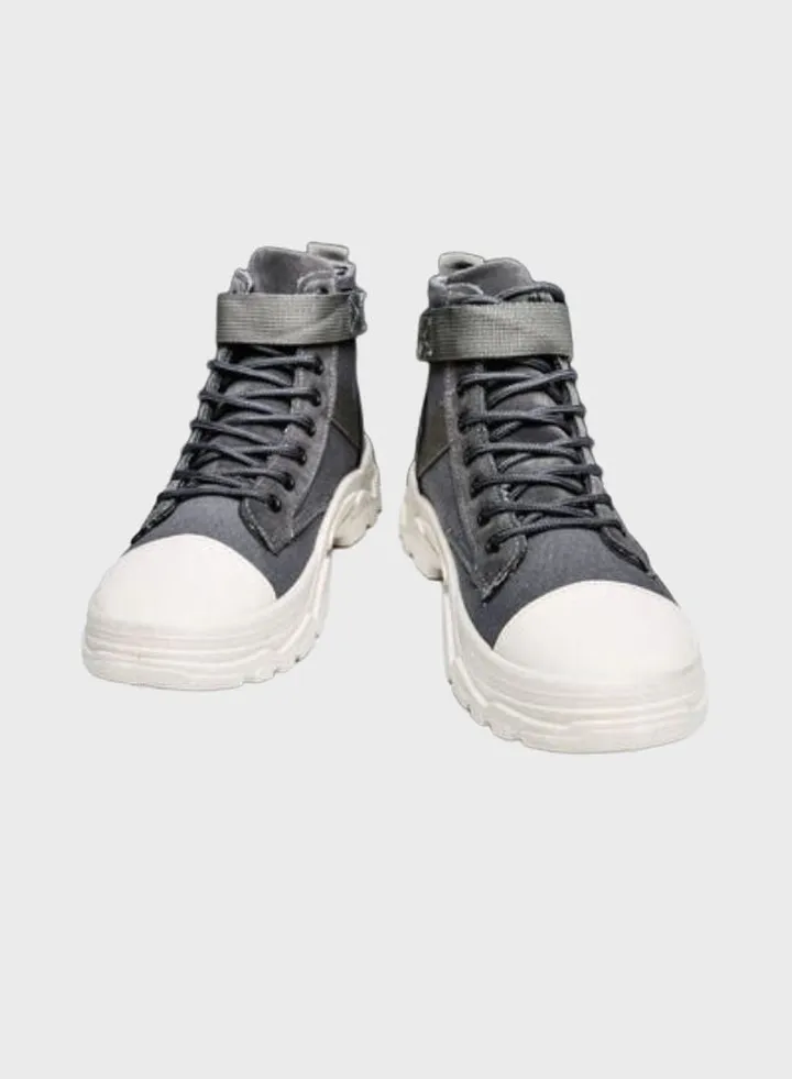 Casual Lace-Up High Top Sneakers Grey