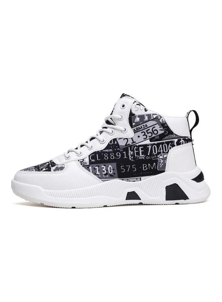 Lace-Up High Top Sneakers White/Black