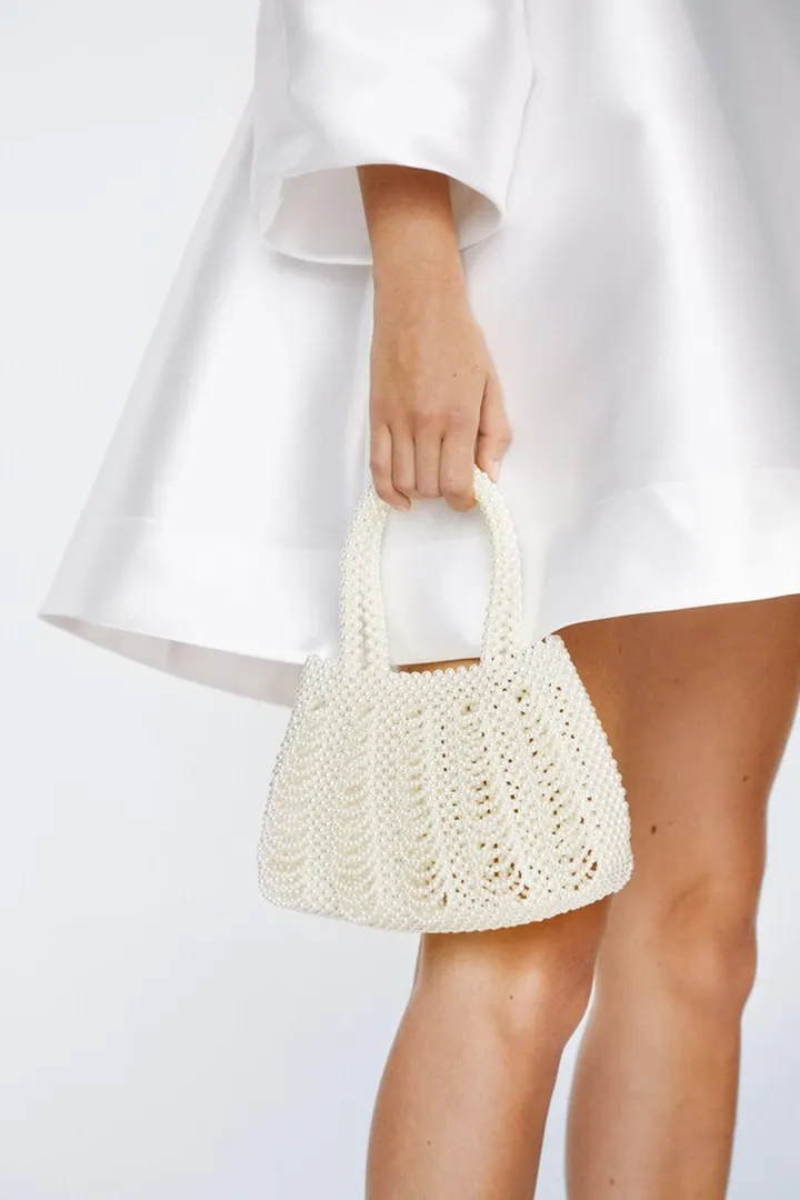 Nasty Gal Womens Pearl Embellished Beaded Bag