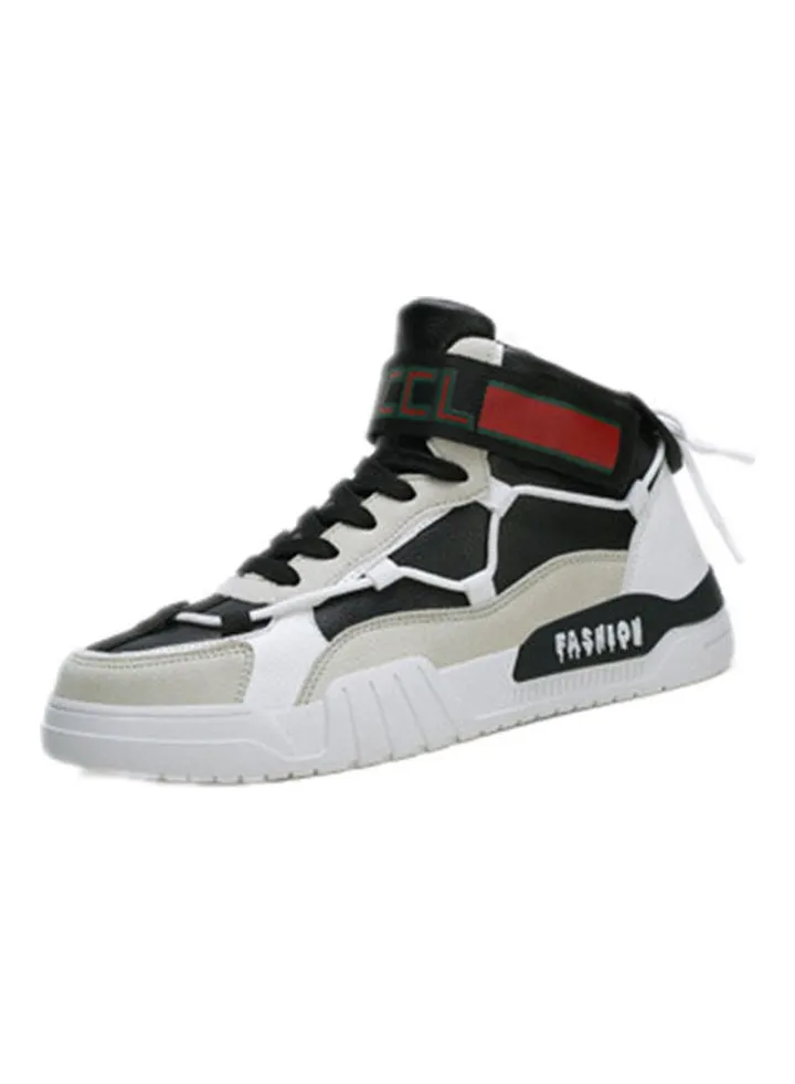 Lace-Up High Top Sneakers Beige/Black