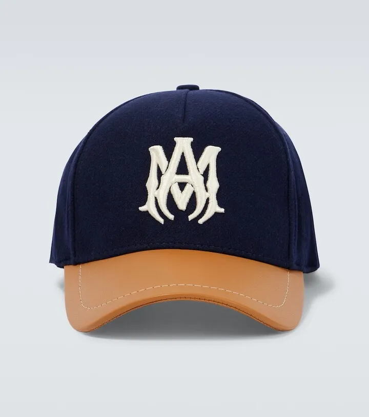 Wool and leather baseball cap