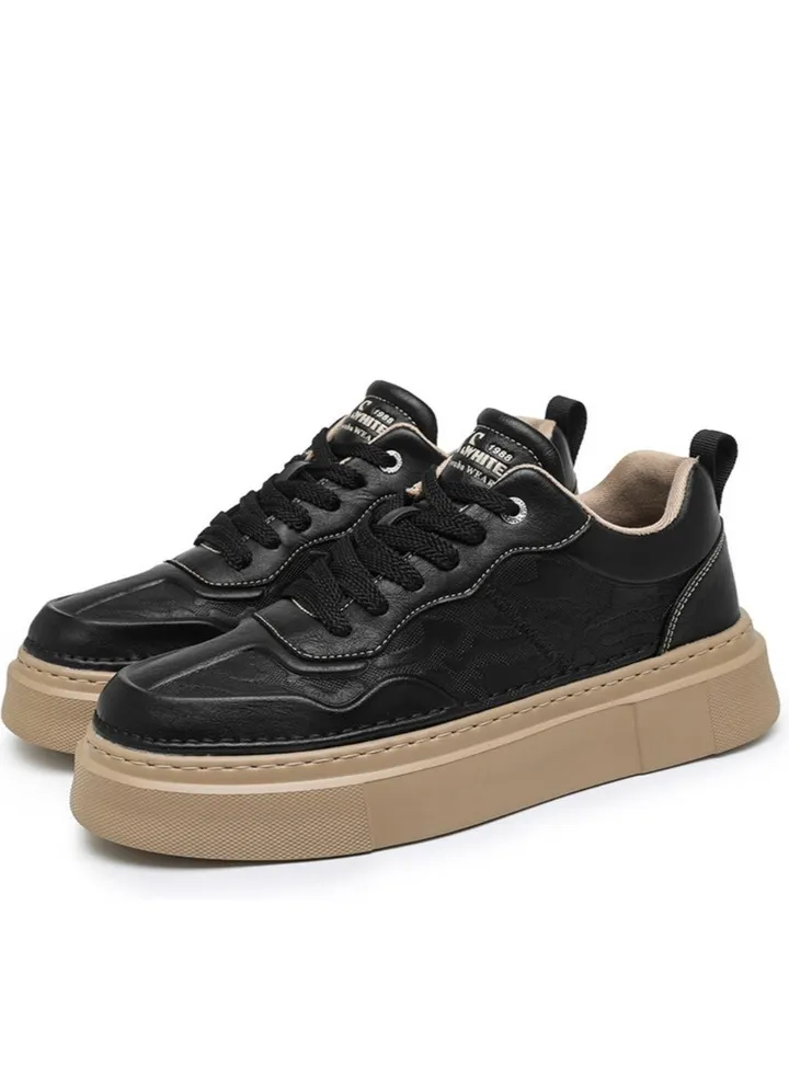 British casual German training board shoes for men with thick soles and elevated leather upper for versatile sports shoes