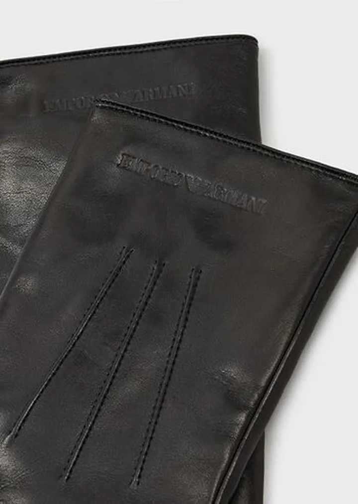 Lambskin nappa leather gloves with baguette detail