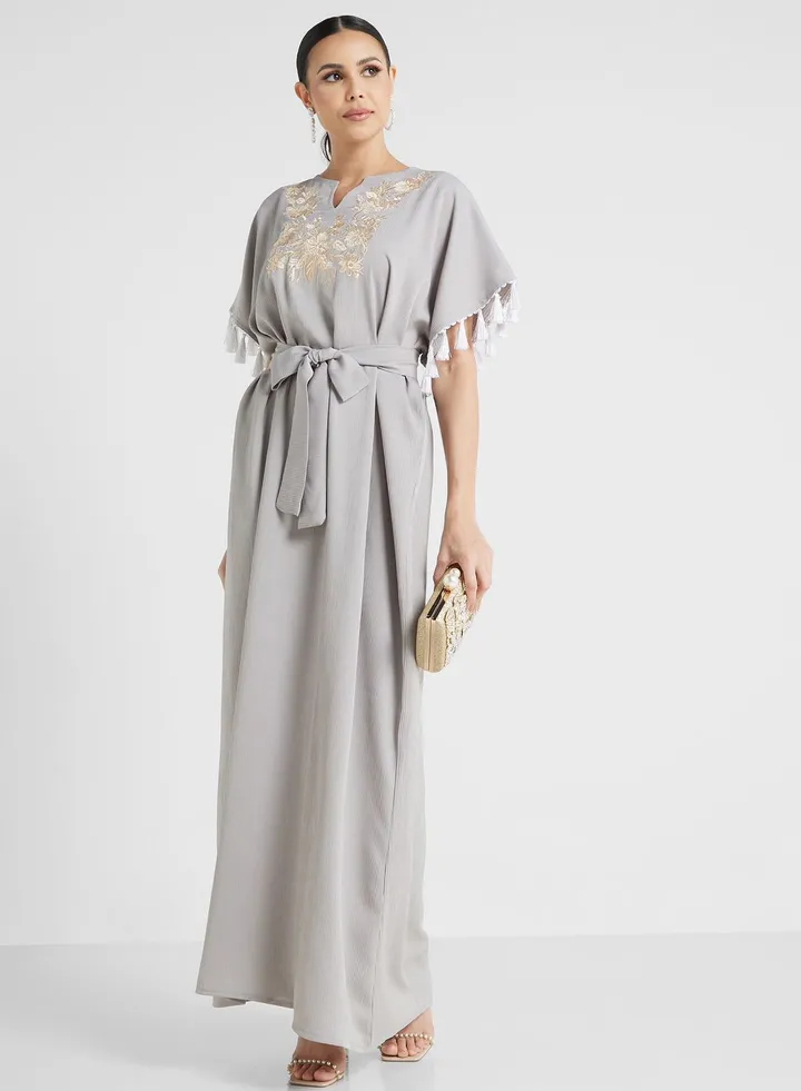 Embroidered Belted Jalabiya