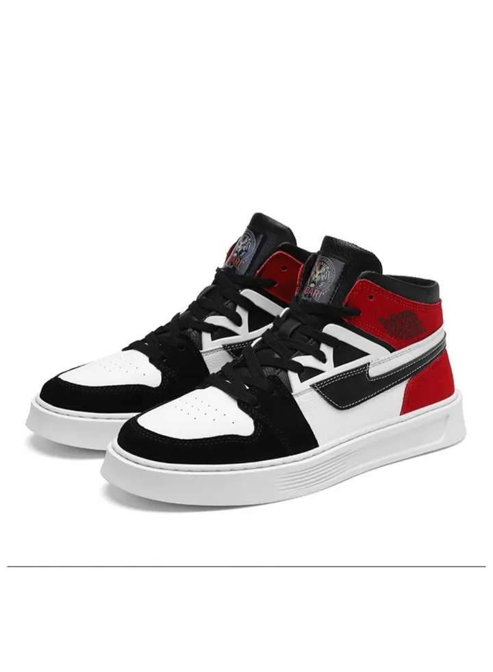 High top board shoes for men's thick soles, high rise sports shoes, casual mid top, versatile and trendy shoes