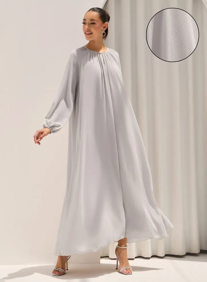Chiffon Jalabiya with Volume Sleeves