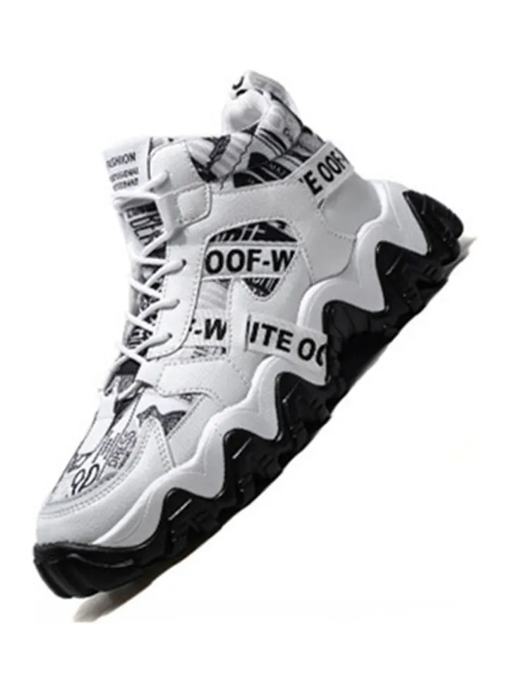 Lace-Up Closure High Top Sneakers White/Black