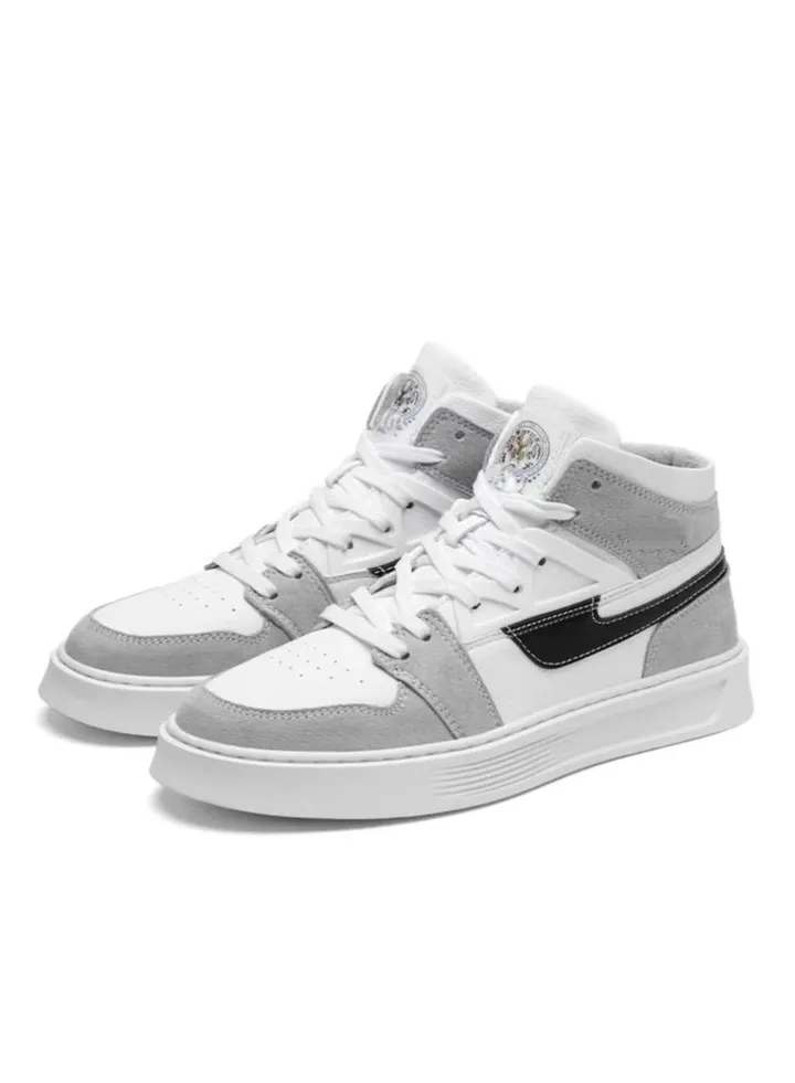 High top board shoes for men's thick soles, high rise sports shoes, casual mid top, versatile and trendy shoes