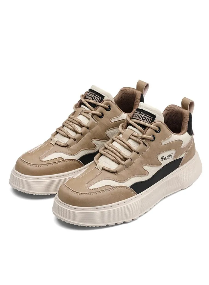 Versatile sports shoes, fashionable casual retro leather upper shoes, thick soles, and trendy shoes