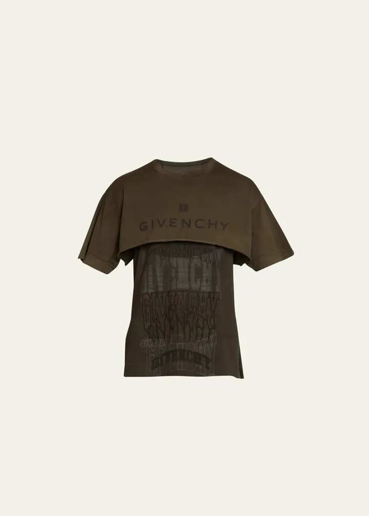 Men's Multi-Logo 3-Layer Paneled T-Shirt