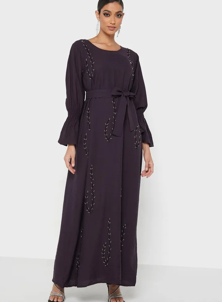 Embellished Ruffle Sleeve Jalabiya
