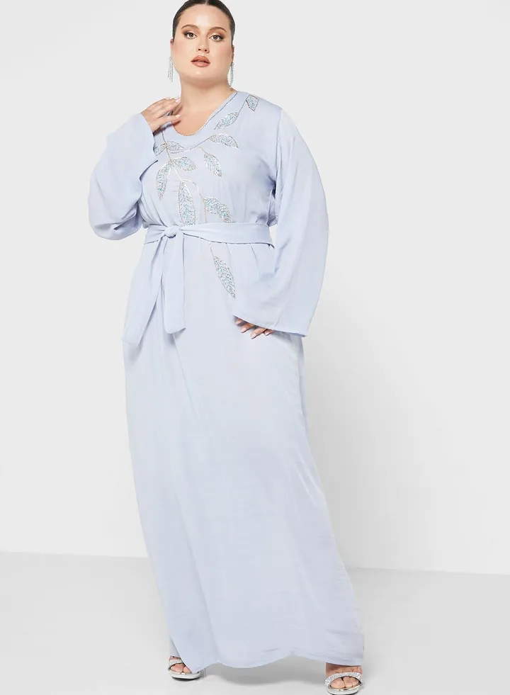 Embellished Belted Jalabiya